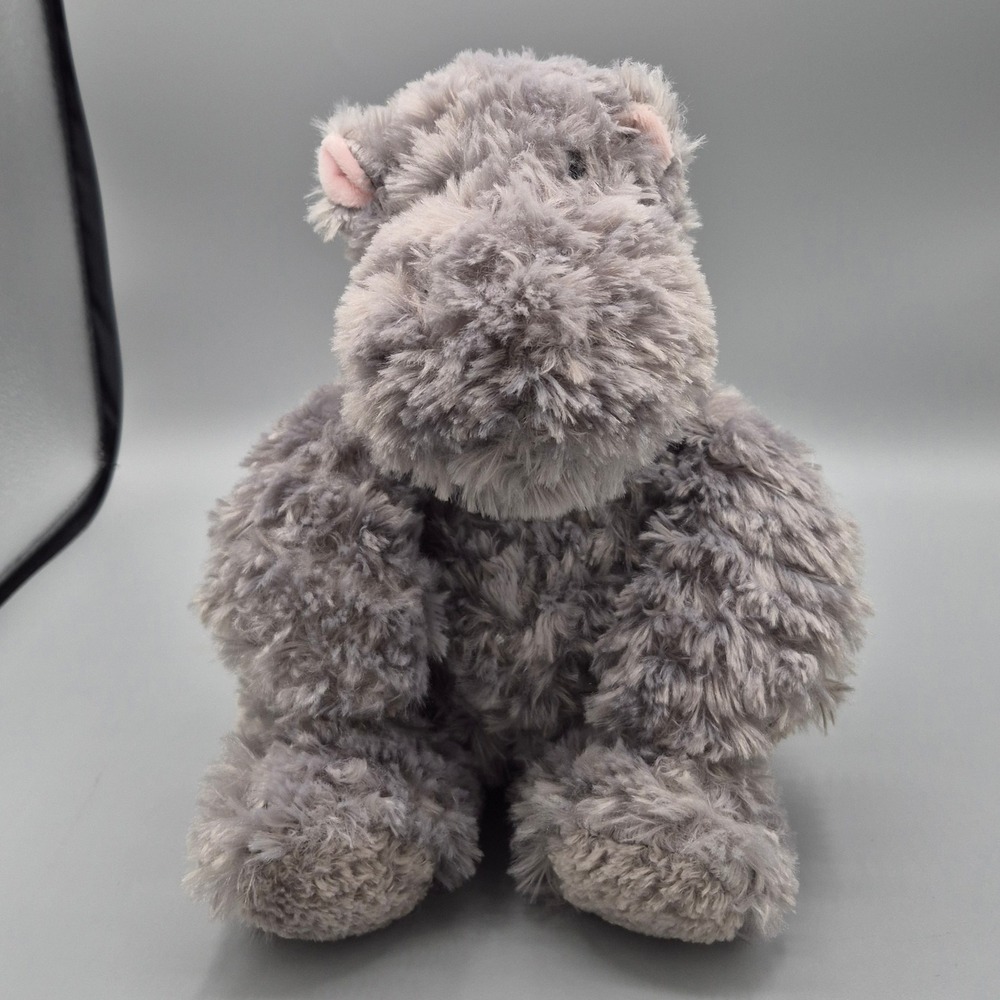 Aurora World Grey Shaggy Hippo Plush Stuffed Animal Pink Ears 2021 10 Inch